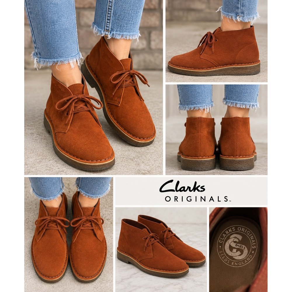 Clarks Originals Desert Boots Burnt Orange Suede Women 10 Charles F Stead